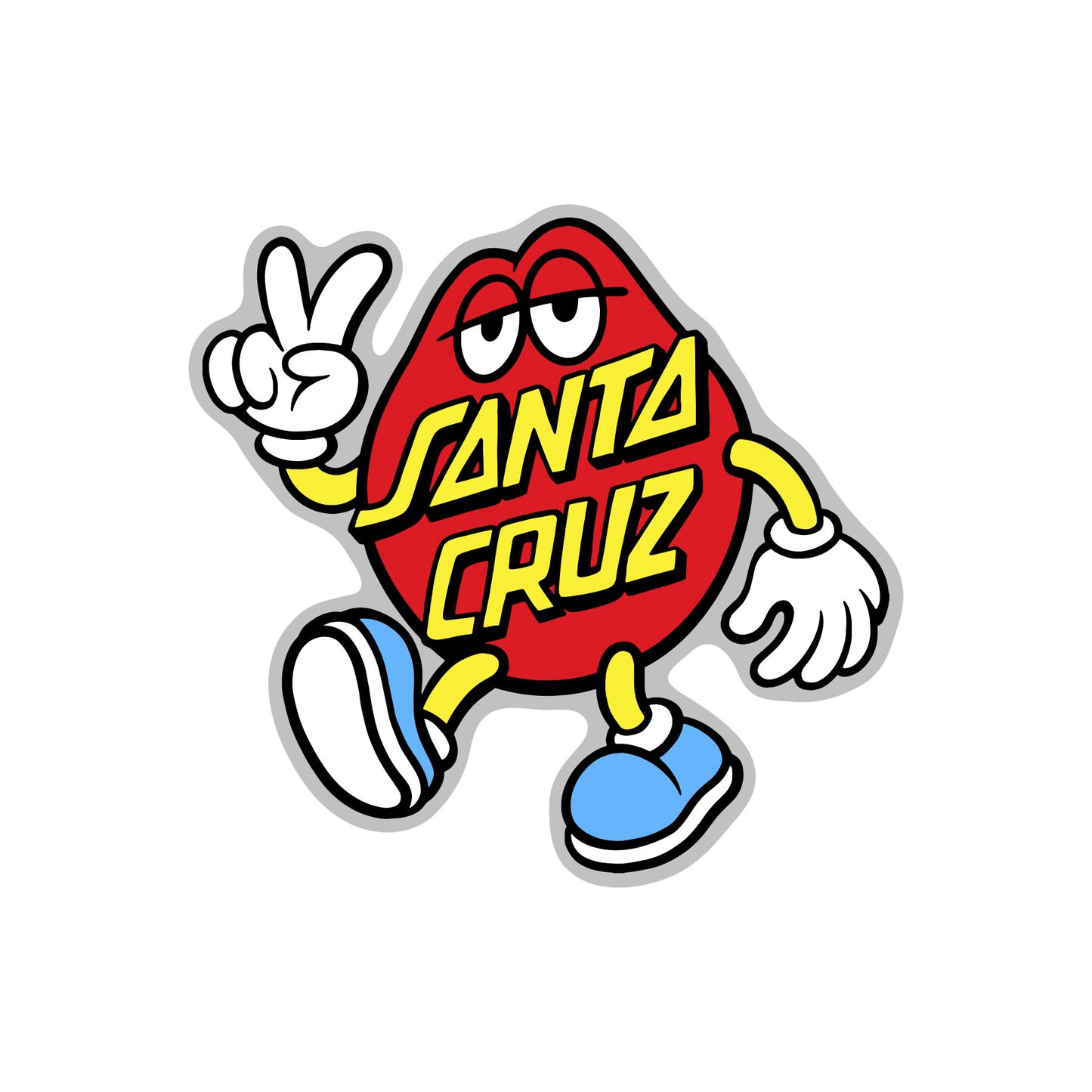 Santa Cruz - Dot Guy White Vinyl Sticker Red/Yellow
