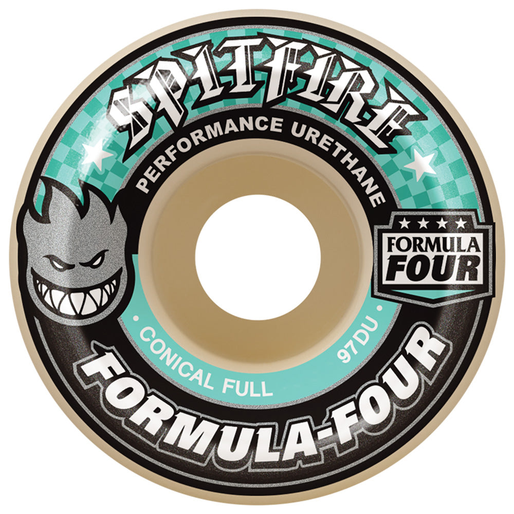 Spitfire - 58mm F4 Conical Full White/Turquoise 97a Wheels