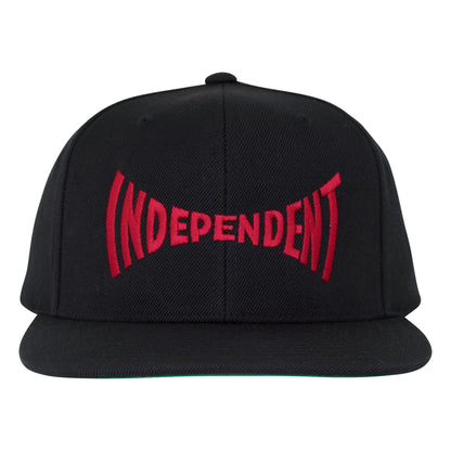 Independent - Span Embroidered Snapback Structured Hat Black/Dk Red