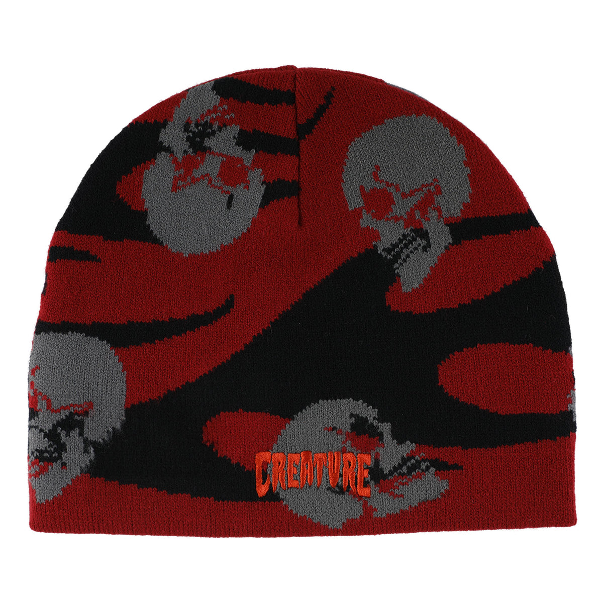 Creature - Spiral Skull Beanie Skull Cap Maroon