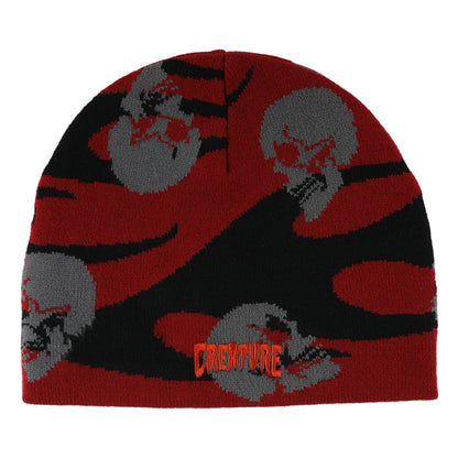 Creature - Spiral Skull Beanie Skull Cap Maroon