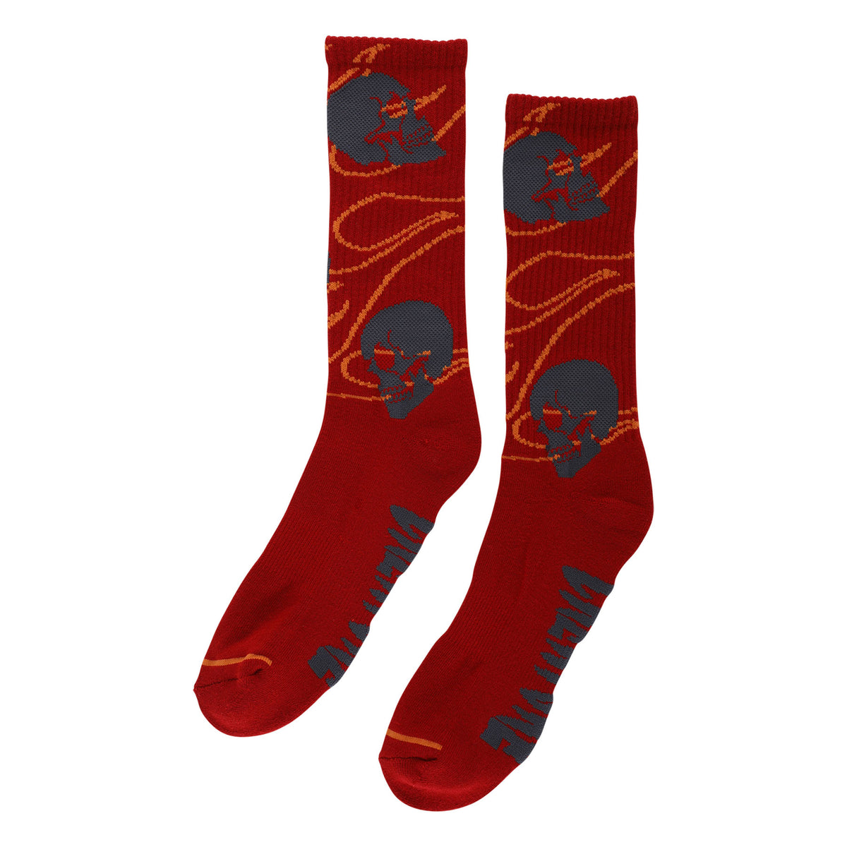 Creature - Spiral Skull Crew Socks 9-11 Burgundy 1 Pair