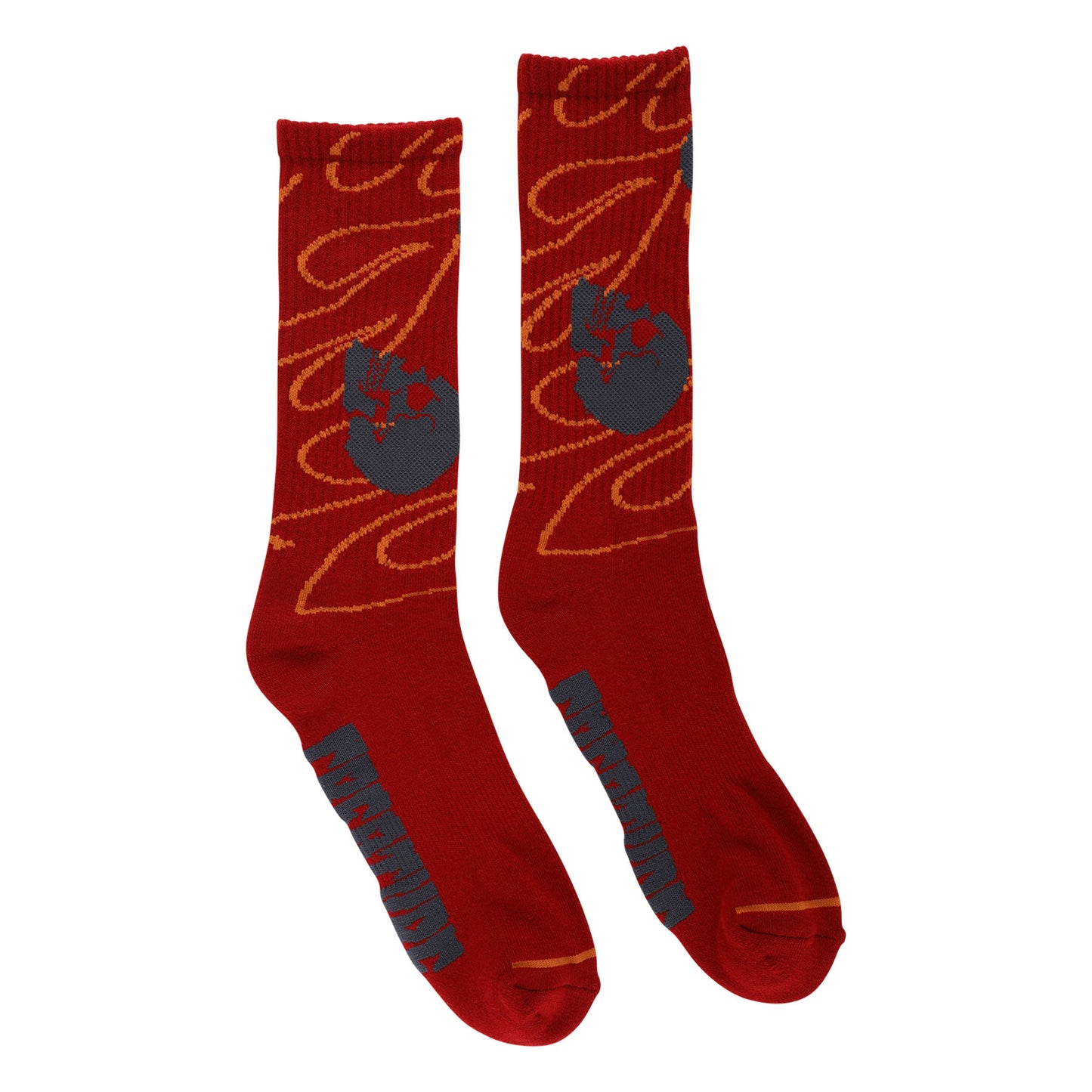 Creature - Spiral Skull Crew Socks 9-11 Burgundy 1 Pair