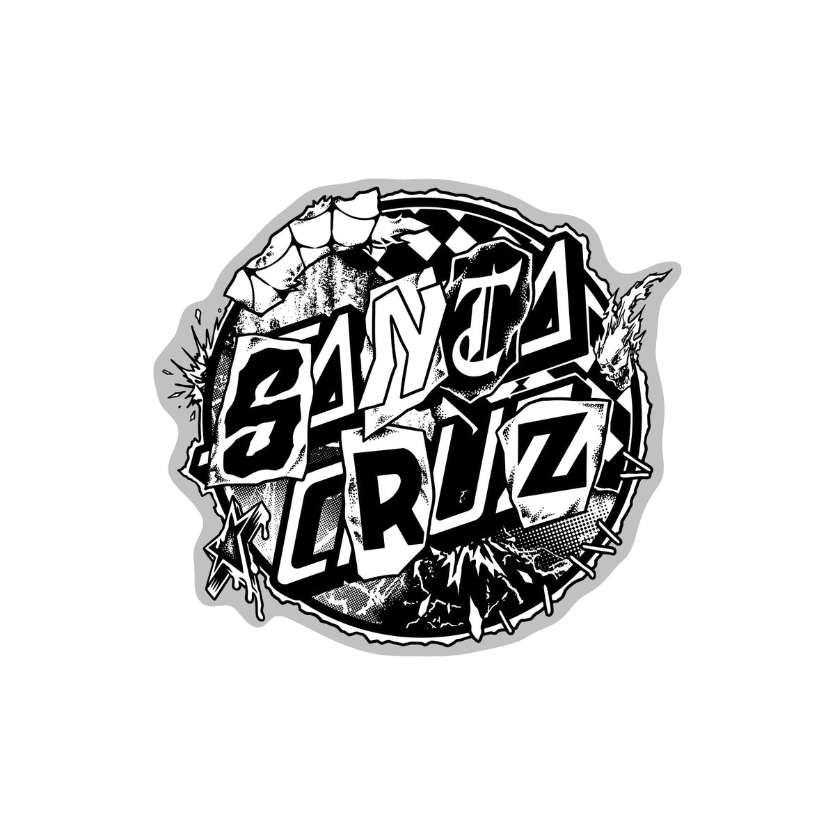 Santa Cruz - Pay Off Dot Clear Mylar Sticker White/Black