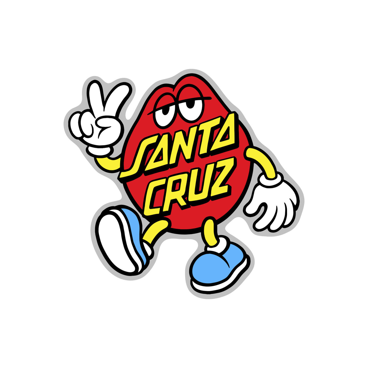 Santa Cruz - Dot Guy White Vinyl Sticker Red/Yellow