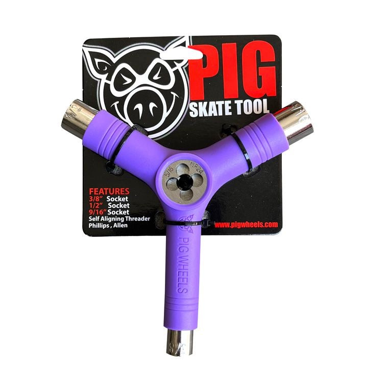 Pig Wheels - Tri-Socket Skate Tool w/Rethreader