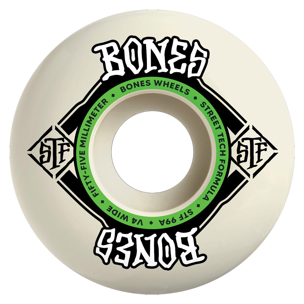 BONES - 55mm V4 STF Square Logo Green 99a Wheels