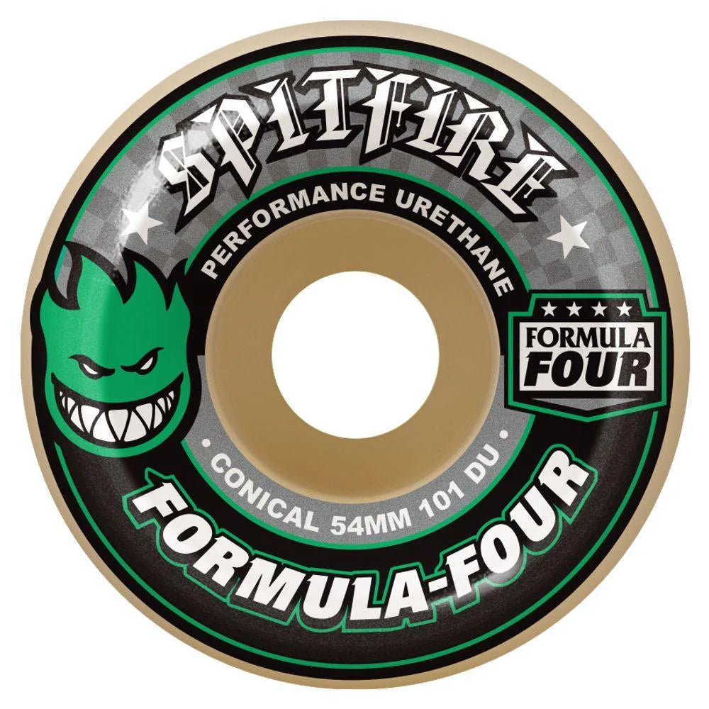 Spitfire - 56mm F4 Conical White/Green 101a Wheels