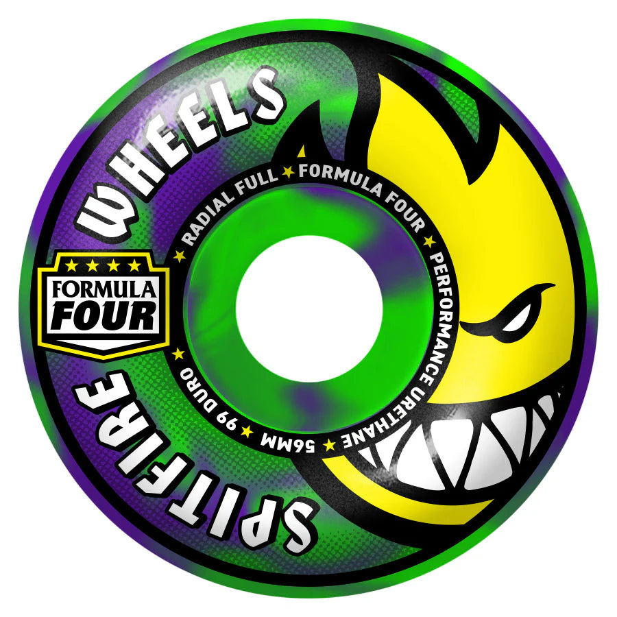 Spitfire - 56mm F4 Radial Full Green/Purple Swirl 99a Wheels